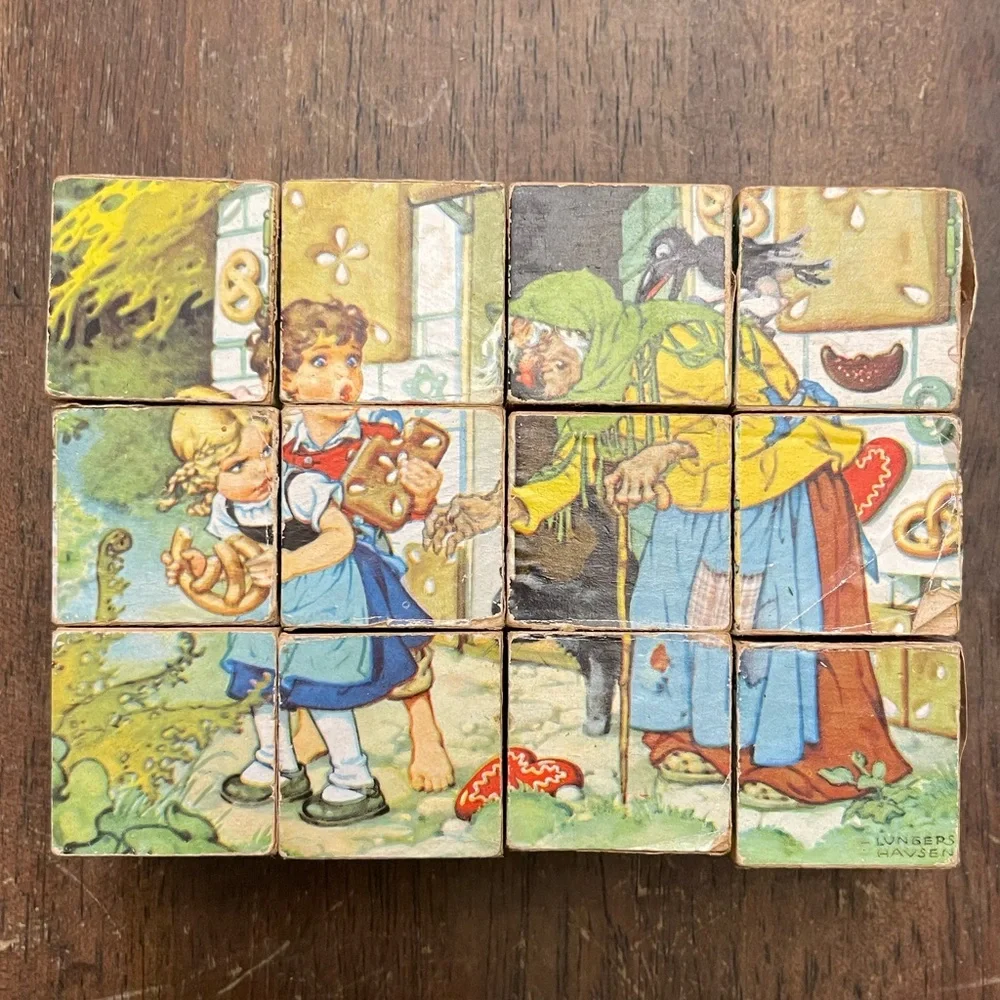 Vintage Kubus Made in Germany 12 piece picture cubes puzzle